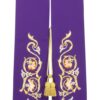 Stola Viola ricamo oro volute barocche e fiori