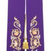 Stola Viola ricamo oro volute barocche e fiori