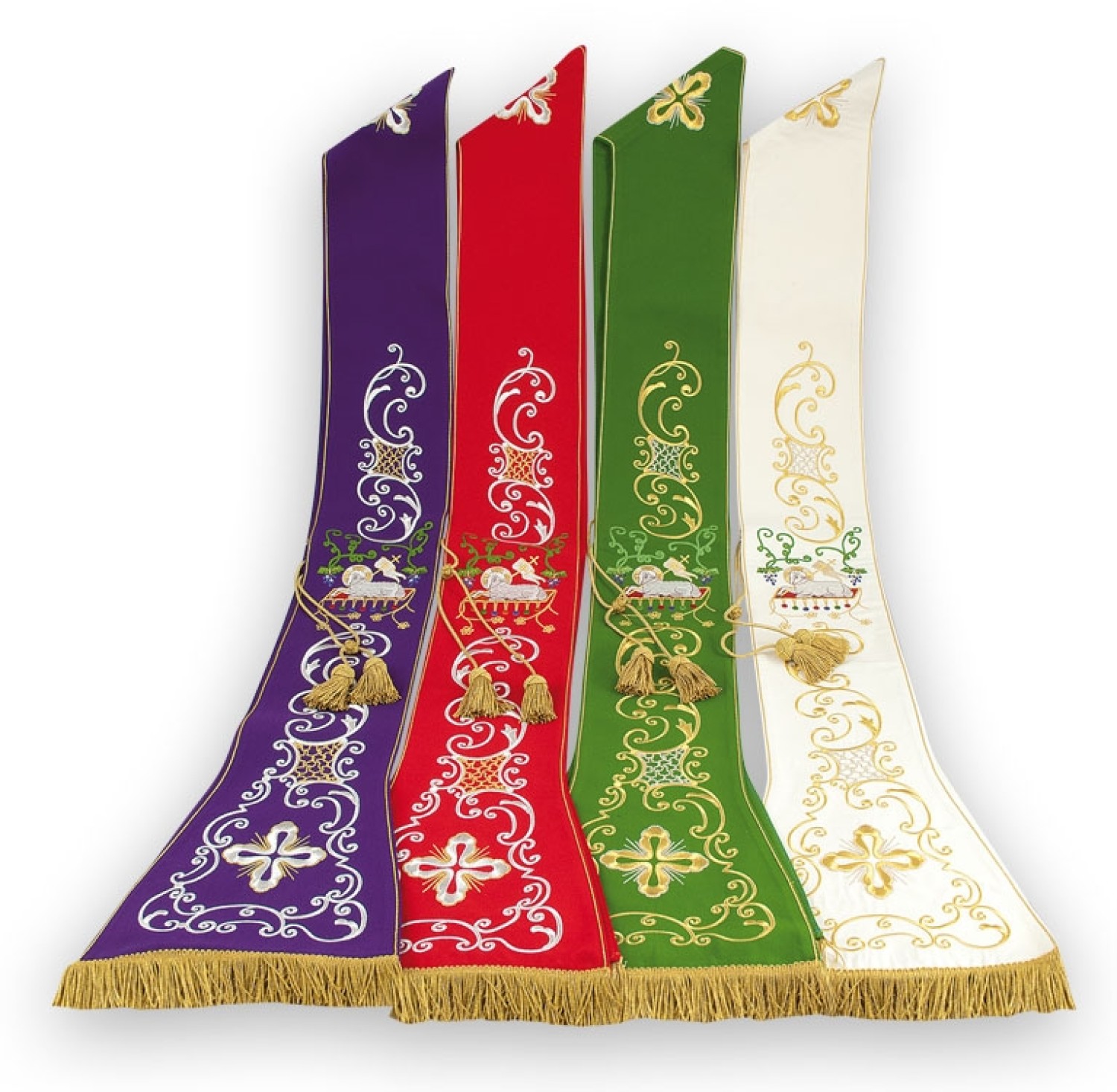 Stole stile romano con ricami oro e seta e